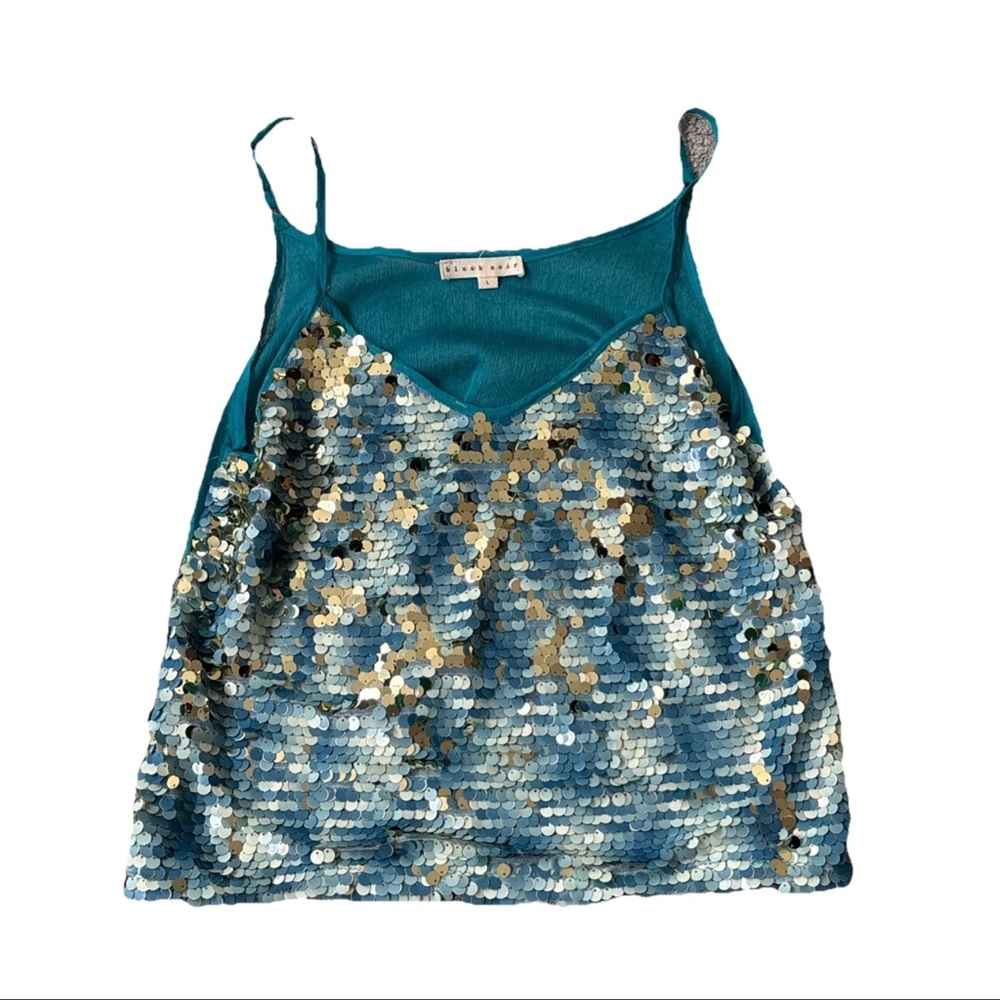 Blush Noir Boutique Women’s teal sequin California Bohemian Hippie Love Blouse L - Picture 2 of 12